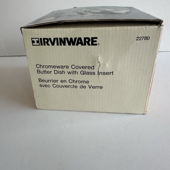 VTG NIOB IRVINWARE 1980s Chromeware Covered Butter Dish Glass Insert Retro 22780 - Picture 13 of 15